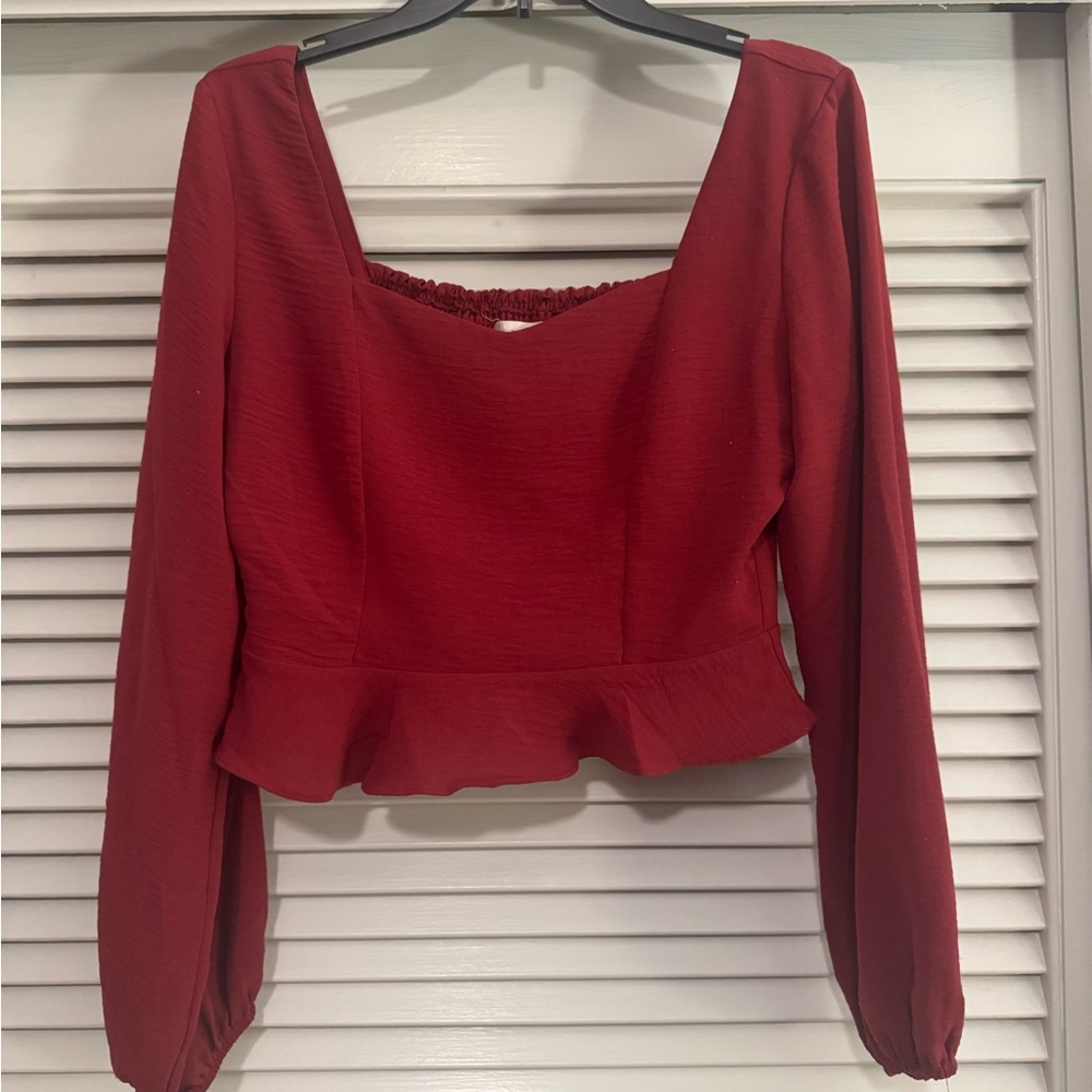 Altar'd State Red Peplum Blouse
